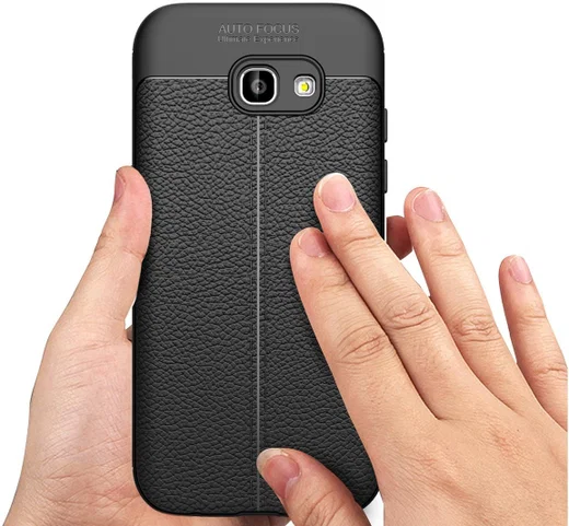 Samsung Galaxy A5 (2017)  Hoesje met Leren Textuur Zwart afbeelding 2