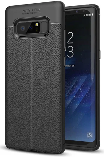 Samsung Galaxy Note 8 Hoesje TPU Met Leren Textuur Zwart afbeelding 1