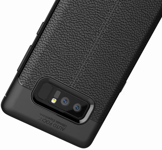 Samsung Galaxy Note 8 Hoesje TPU Met Leren Textuur Zwart afbeelding 6