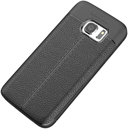 Samsung Galaxy S7 Hoesje Met Leren Textuur Zwart afbeelding 4