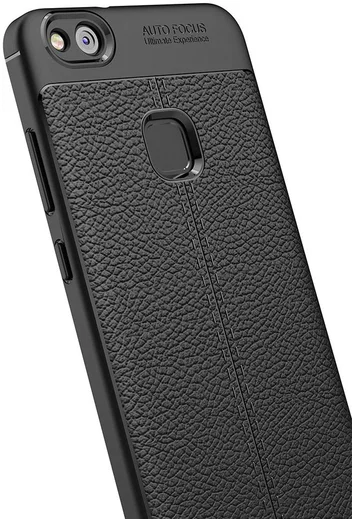 Huawei P10 Lite Hoesje TPU Met Leren Textuur Zwart afbeelding 12