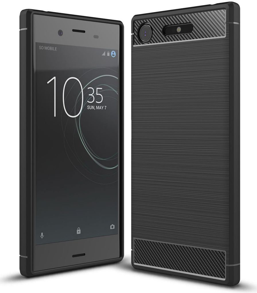 Sony Xperia XZ1 Geborsteld TPU Hoesje Zwart afbeelding 1