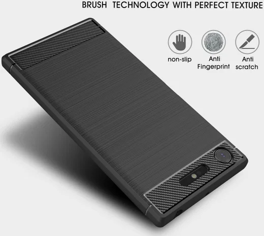 Sony Xperia XZ1 Geborsteld TPU Hoesje Zwart afbeelding 7