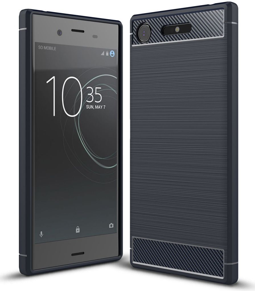 Sony Xperia XZ1 Geborsteld TPU Hoesje Blauw afbeelding 1