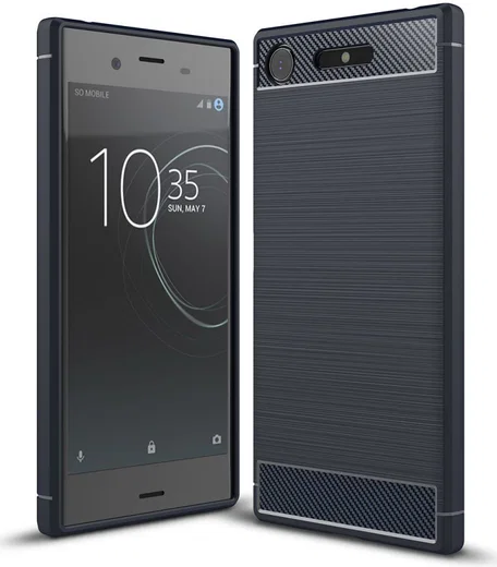 Sony Xperia XZ1 Geborsteld TPU Hoesje Blauw afbeelding 1
