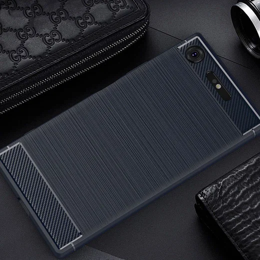 Sony Xperia XZ1 Geborsteld TPU Hoesje Blauw afbeelding 2