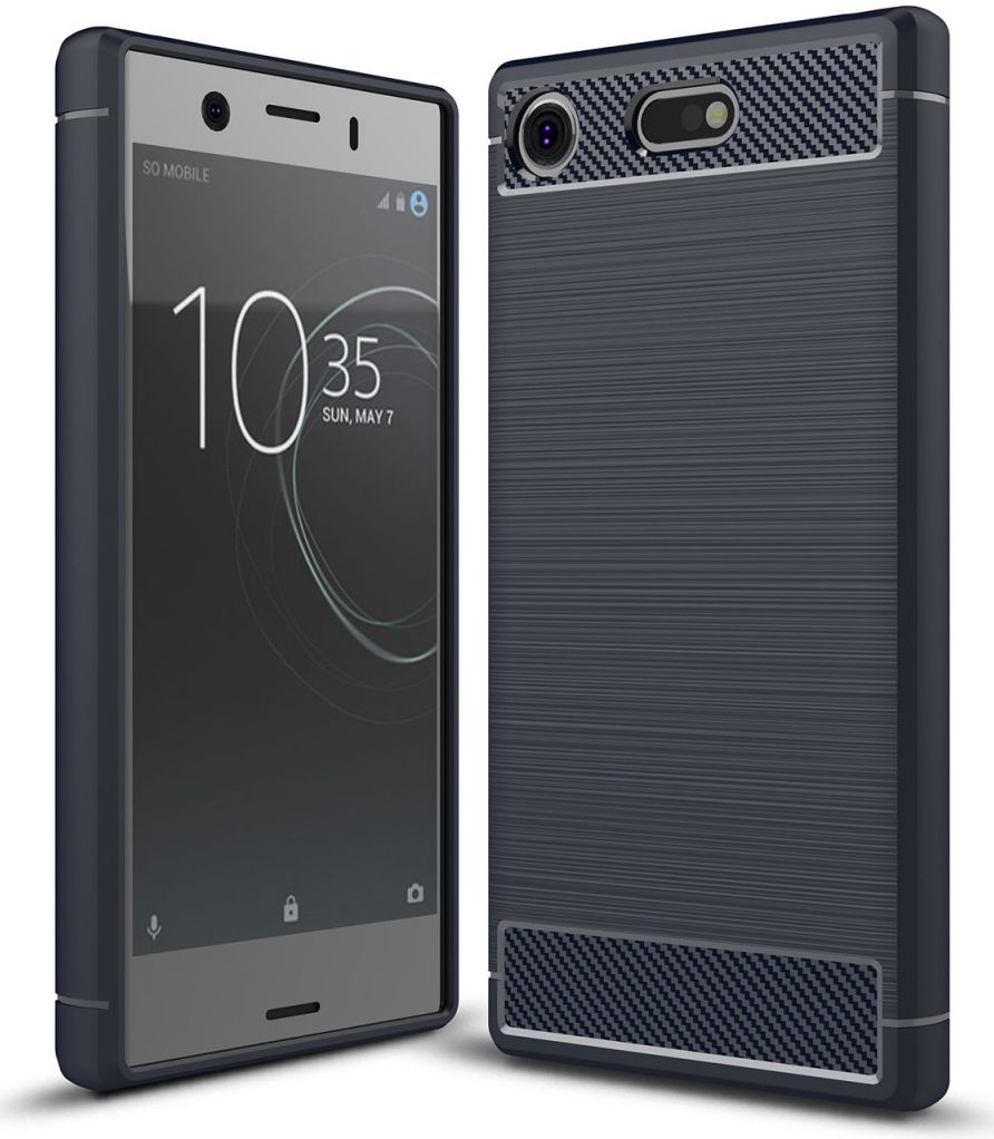 Sony Xperia XZ1 Compact Geborsteld TPU Hoesje Blauw afbeelding 1