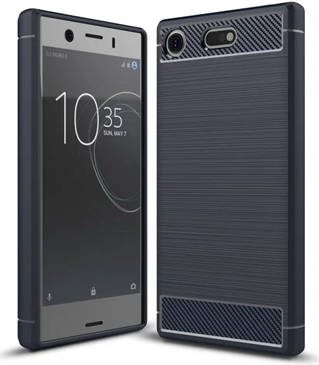 Sony Xperia XZ1 Compact Geborsteld TPU Hoesje Blauw afbeelding 1