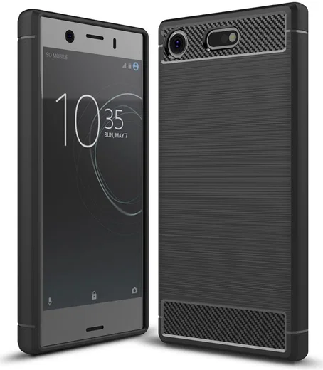 Sony Xperia XZ1 Compact Geborsteld TPU Hoesje Zwart afbeelding 1