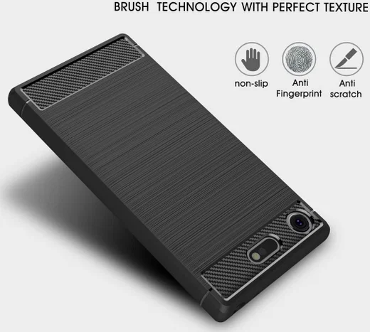 Sony Xperia XZ1 Compact Geborsteld TPU Hoesje Zwart afbeelding 2
