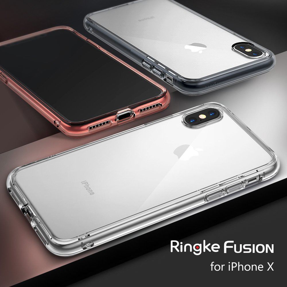 Ringke Fusion iPhone X Hoesje Doorzichtig Roze Goud afbeelding 14