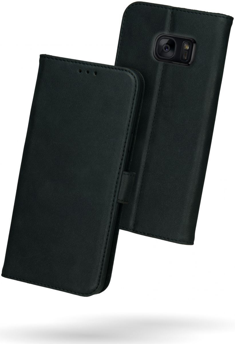 Rosso Deluxe Samsung Galaxy S7 Hoesje Echt Leer Book Case Zwart afbeelding 2