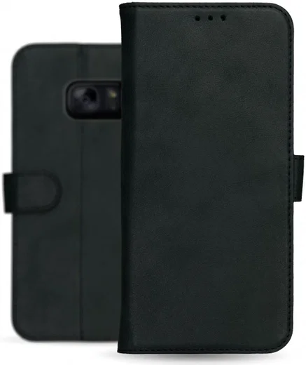 Rosso Deluxe Samsung Galaxy S7 Hoesje Echt Leer Book Case Zwart afbeelding 13