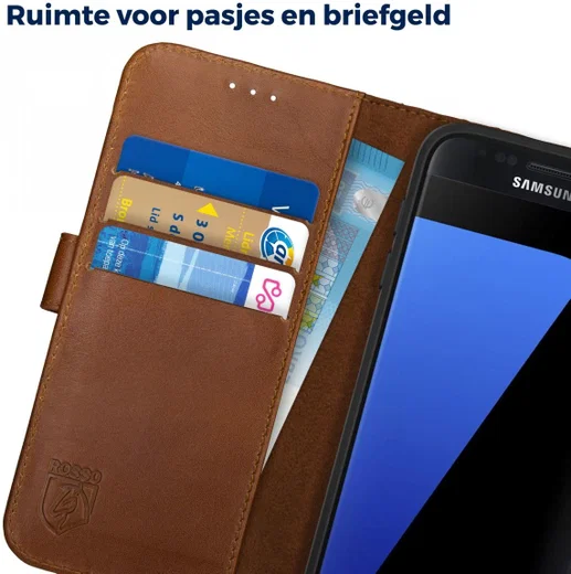 Rosso Deluxe Samsung Galaxy S7 Hoesje Echt Leer Book Case Bruin afbeelding 5