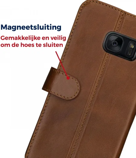 Rosso Deluxe Samsung Galaxy S7 Hoesje Echt Leer Book Case Bruin afbeelding 10