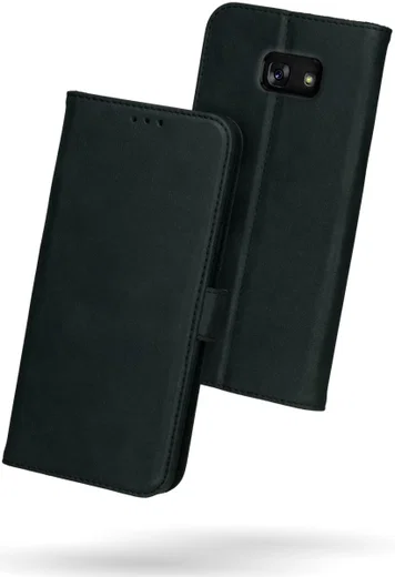 Rosso Deluxe Samsung Galaxy A5 2017 Hoesje Echt Leer Book Case Zwart afbeelding 2