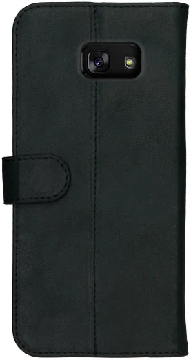Rosso Deluxe Samsung Galaxy A5 2017 Hoesje Echt Leer Book Case Zwart afbeelding 5