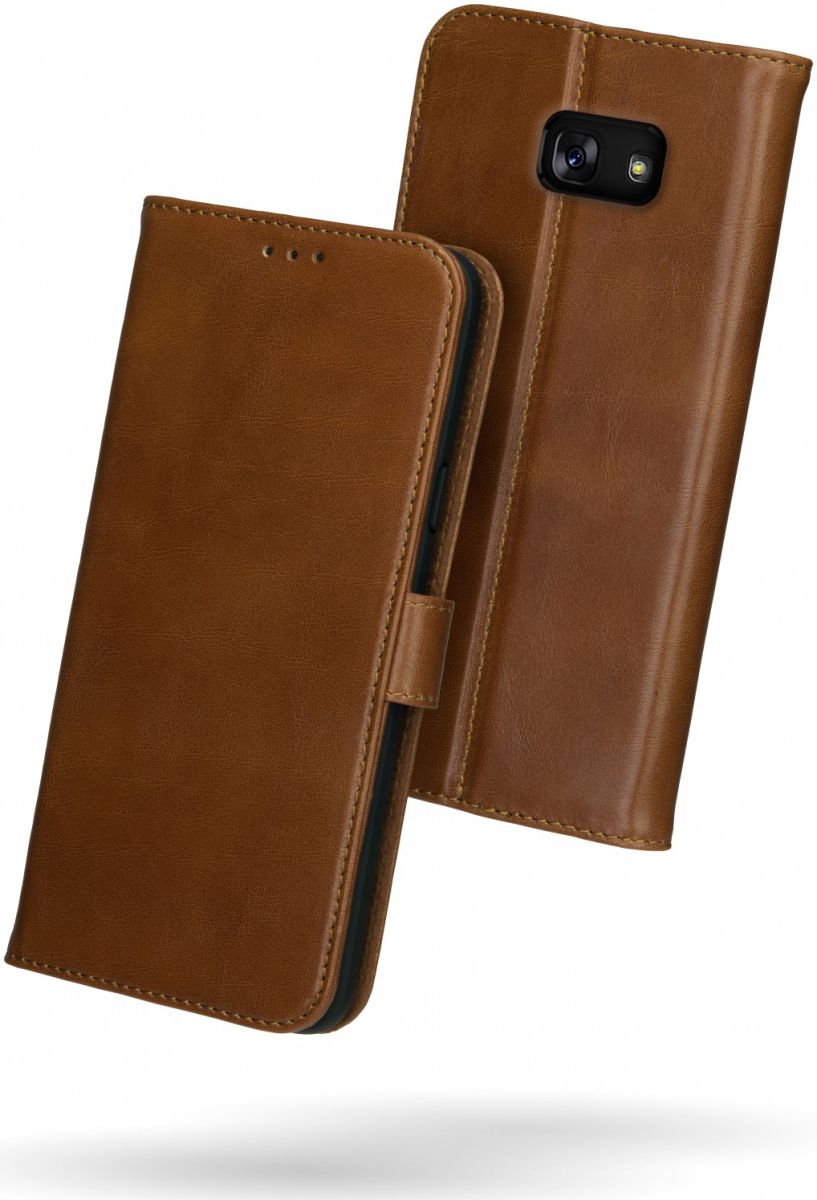 Rosso Deluxe Samsung Galaxy A5 2017 Hoesje Echt Leer Book Case Bruin afbeelding 2