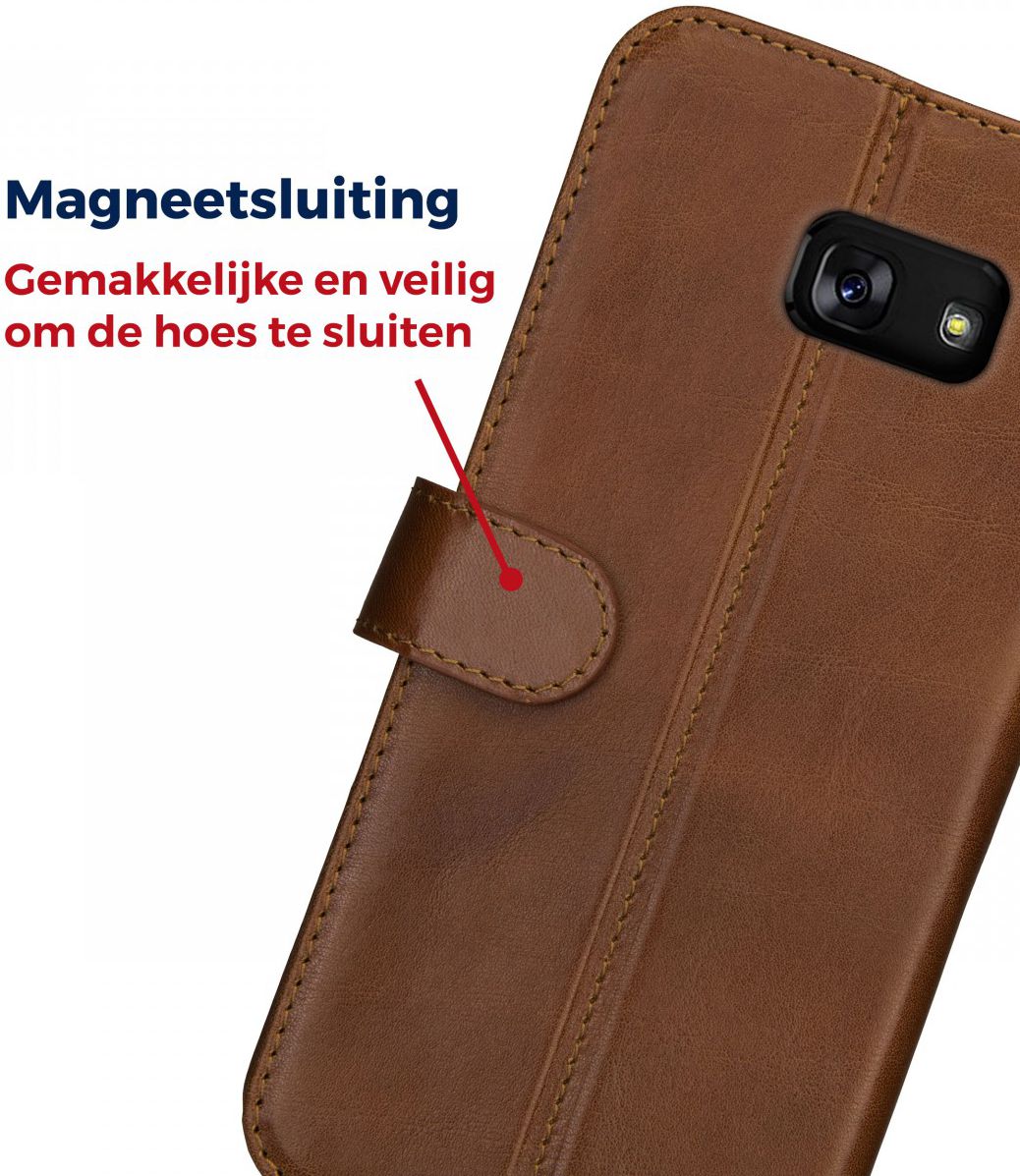 Rosso Deluxe Samsung Galaxy A5 2017 Hoesje Echt Leer Book Case Bruin afbeelding 8