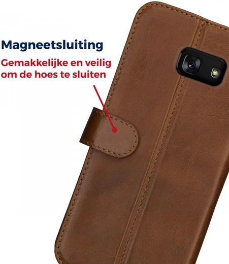 Rosso Deluxe Samsung Galaxy A5 2017 Hoesje Echt Leer Book Case Bruin afbeelding 8