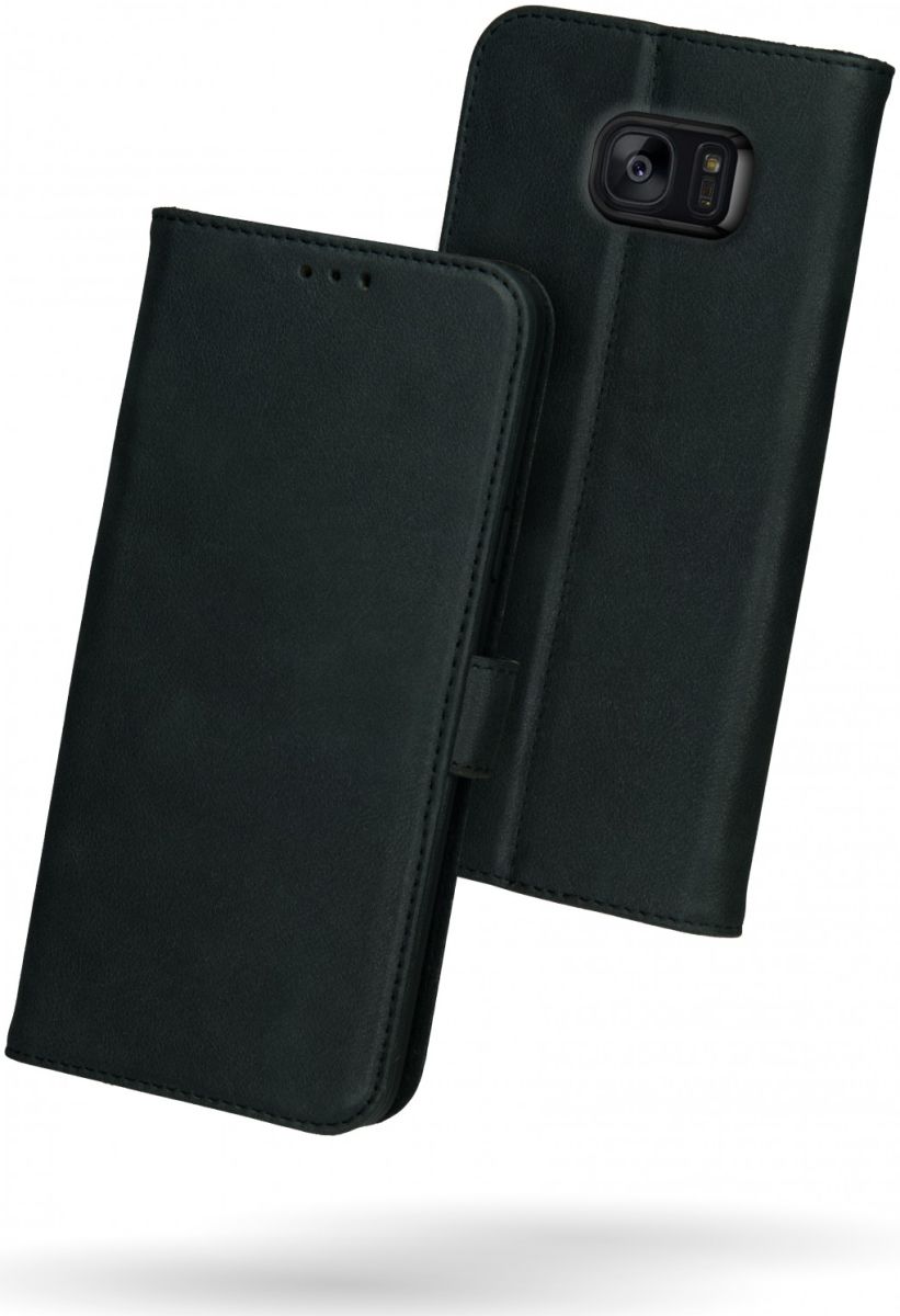 Rosso Deluxe Samsung Galaxy S7 Edge Hoesje Echt Leer Book Case Zwart afbeelding 2