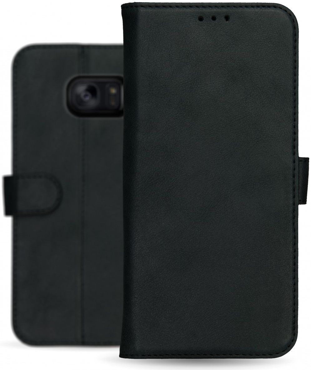Rosso Deluxe Samsung Galaxy S7 Edge Hoesje Echt Leer Book Case Zwart afbeelding 12