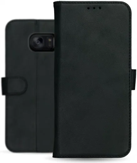 Rosso Deluxe Samsung Galaxy S7 Edge Hoesje Echt Leer Book Case Zwart afbeelding 12