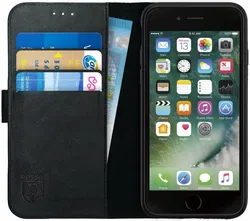 Rosso Deluxe Apple iPhone 6(s) Hoesje Echt Leer Book Case Zwart afbeelding