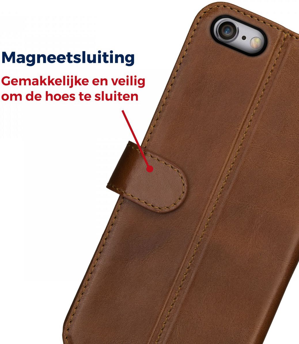 Rosso Deluxe Apple iPhone 6(s) Hoesje Echt Leer Book Case Bruin afbeelding 8