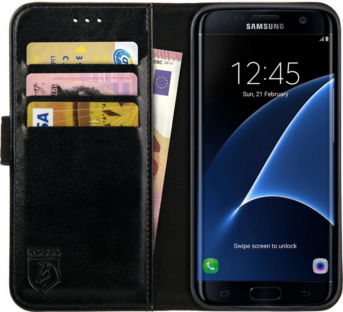 Rosso Element Samsung Galaxy S7 Edge Hoesje Book Cover Zwart afbeelding 1