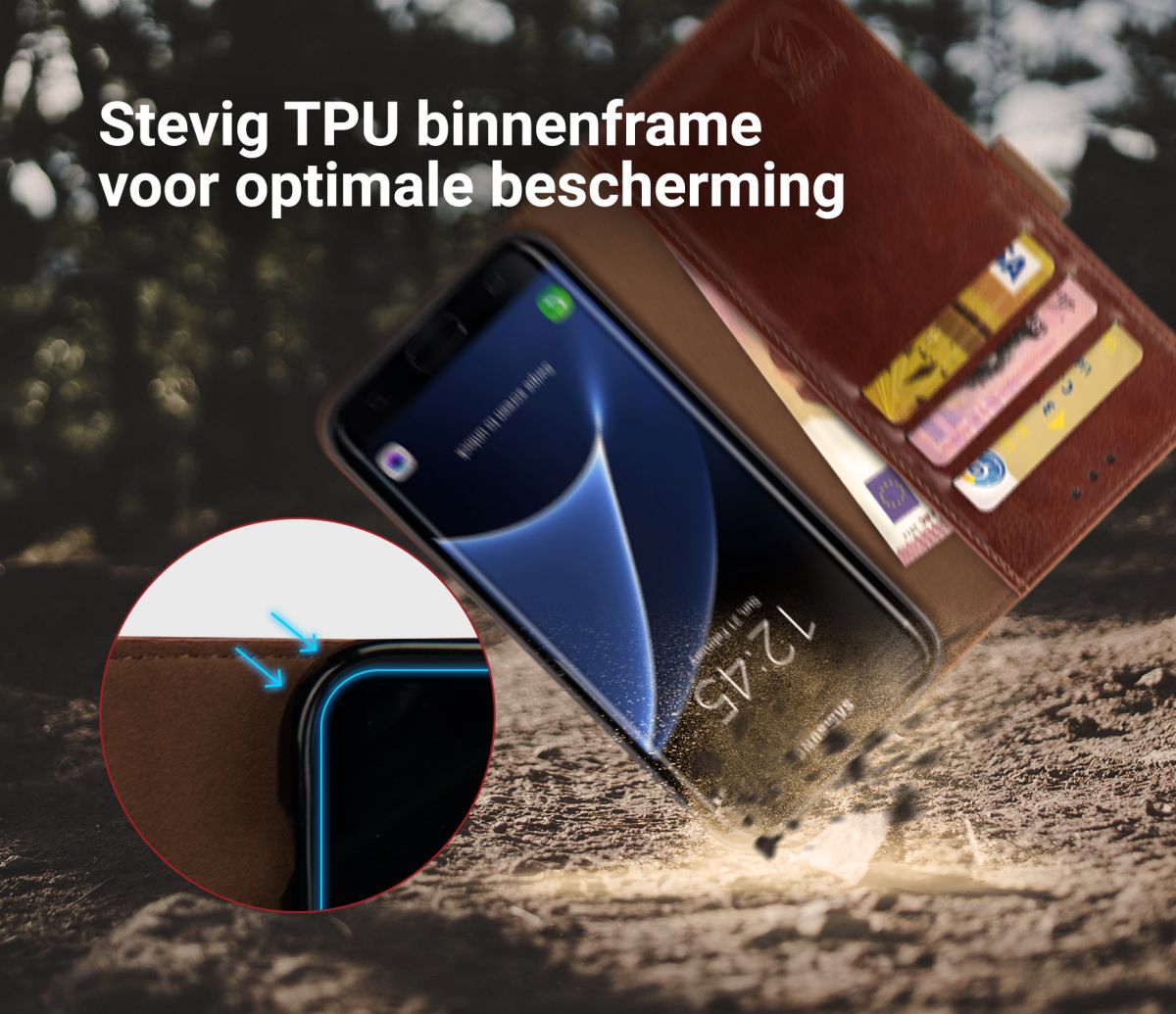 Rosso Element Samsung Galaxy S7 Edge Hoesje Book Cover Bruin afbeelding 8