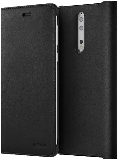 Originele Nokia 8 CP-801 Lederen Flip Case Zwart afbeelding 1
