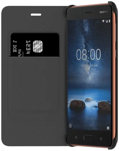 Originele Nokia 8 CP-801 Lederen Flip Case Zwart afbeelding 2