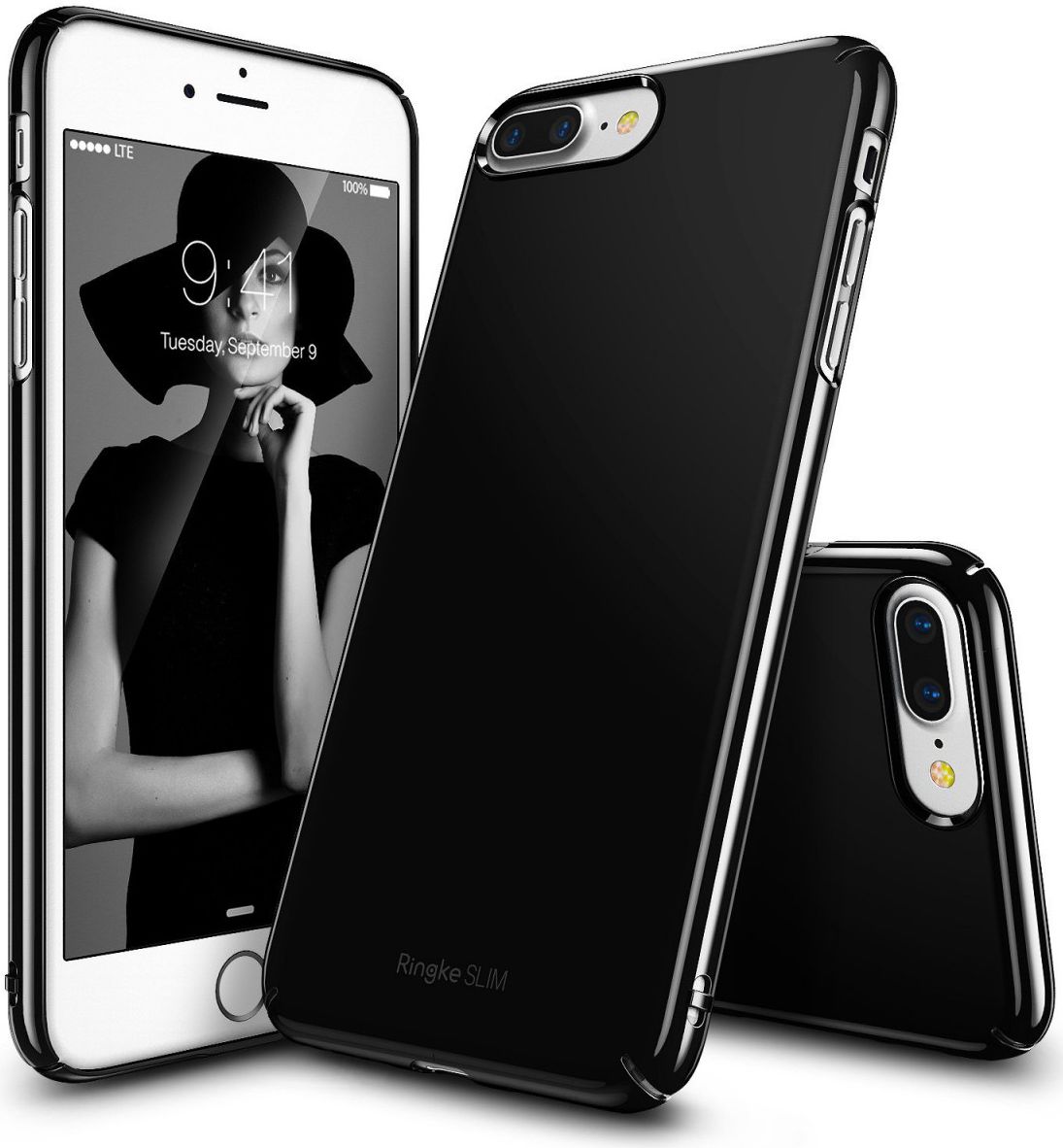 Ringke Slim Apple iPhone 7 Plus / 8 Plus ultra dun hoesje Gloss Black afbeelding 1