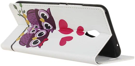 Alcatel U5 4G Portemonnee Hoesje met Uil Opdruk afbeelding 3