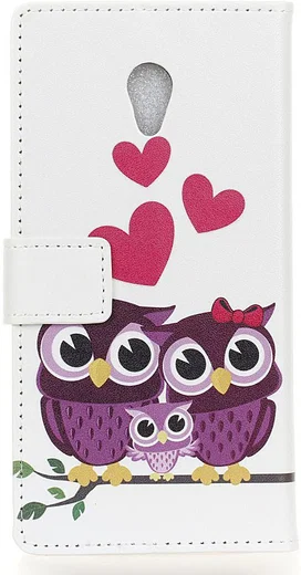 Alcatel U5 4G Portemonnee Hoesje met Uil Opdruk afbeelding 4
