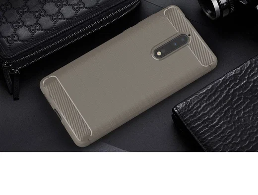 Nokia 8 Geborsteld TPU Hoesje Grijs afbeelding 2
