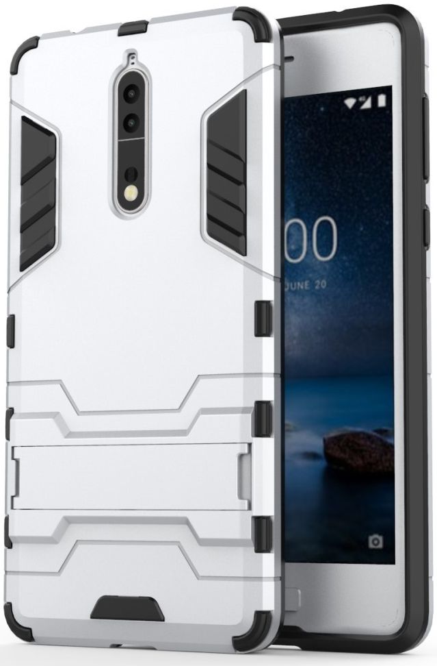 Hybride Nokia 8 Hoesje Zilver afbeelding 1