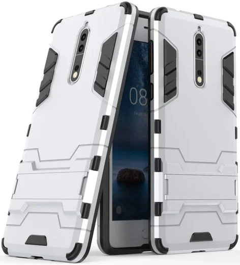 Hybride Nokia 8 Hoesje Zilver afbeelding 2