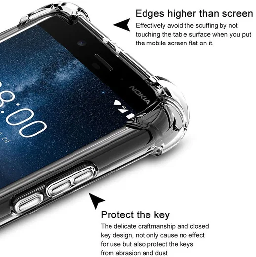 IMAK Nokia 8 Hoesje Flexibel TPU met Screenprotector Transparant afbeelding 5