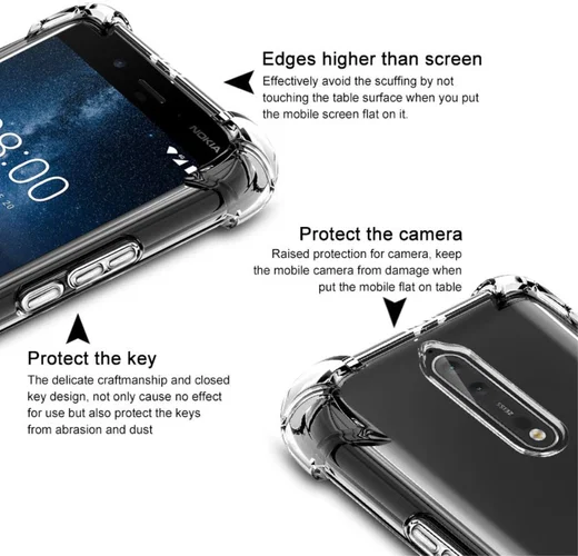 IMAK Nokia 8 Hoesje Flexibel TPU met Screenprotector Transparant afbeelding 4