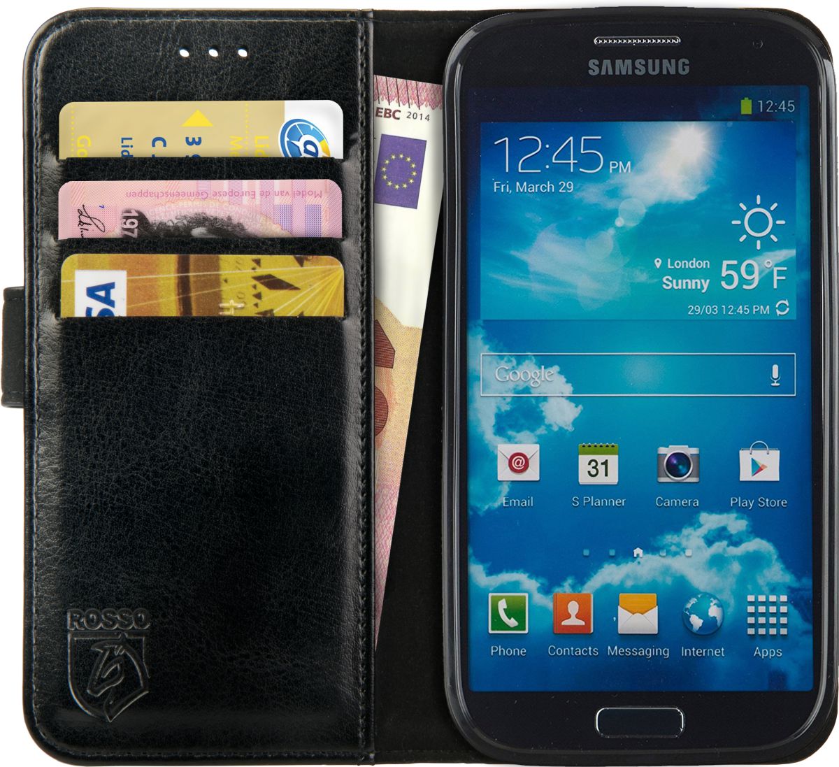 Rosso Element Samsung Galaxy S4 Hoesje Book Cover Zwart afbeelding 1
