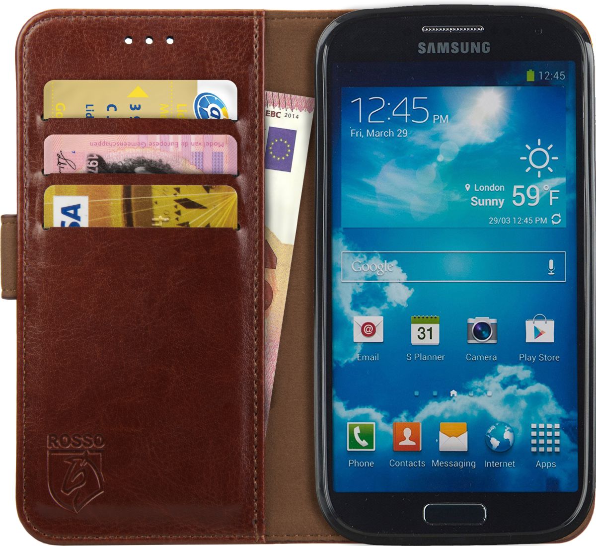 Rosso Element Samsung Galaxy S4 Hoesje Book Cover Bruin afbeelding 1