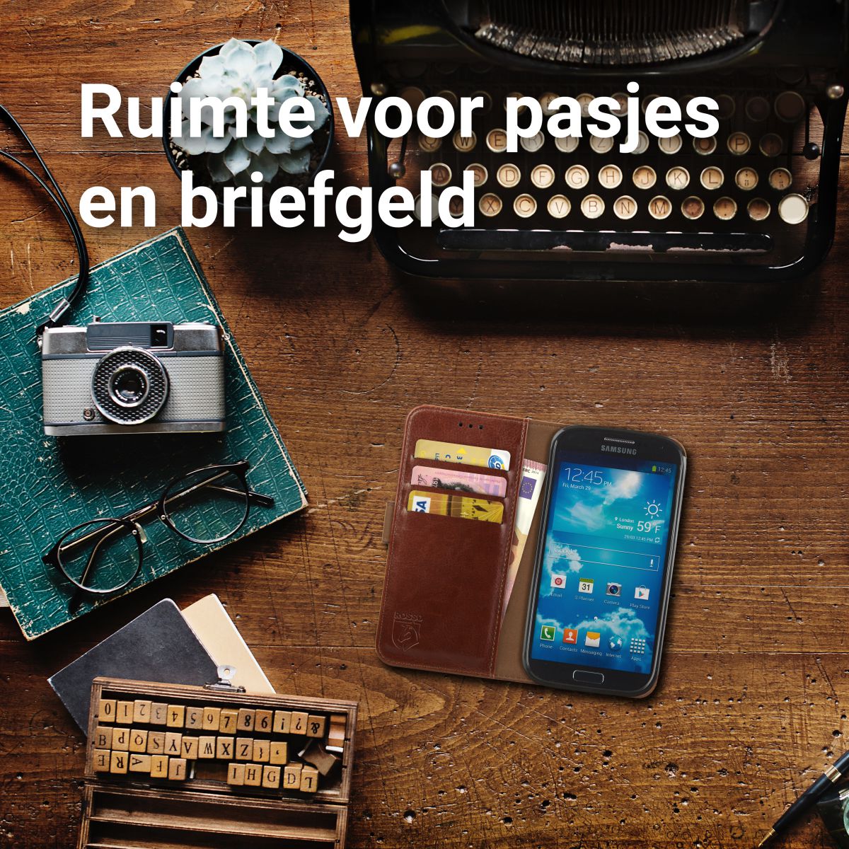 Rosso Element Samsung Galaxy S4 Hoesje Book Cover Bruin afbeelding 10