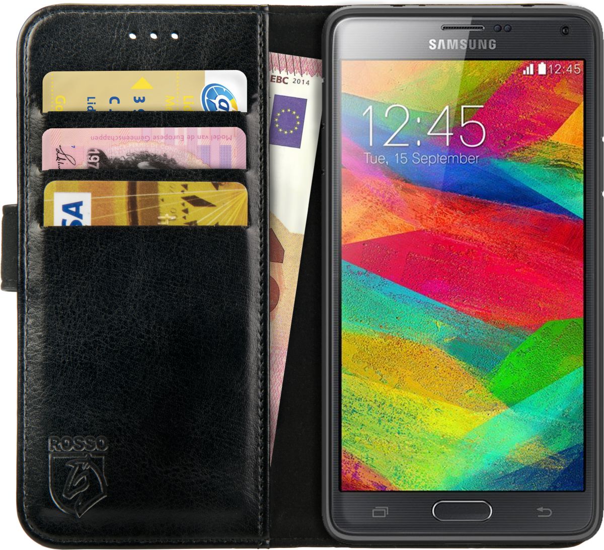 Rosso Element Samsung Galaxy Note 4 Hoesje Book Cover Zwart afbeelding 1