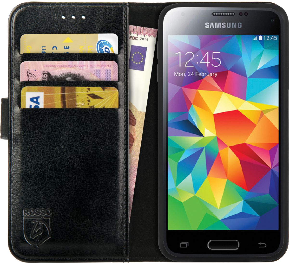 Rosso Element Samsung Galaxy S5 Mini Hoesje Book Cover Zwart afbeelding 1