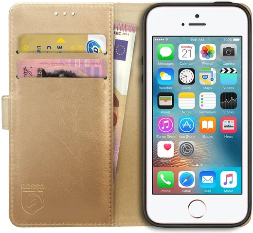 Rosso Element Apple iPhone 5/5S/SE Hoesje Book Cover Goud afbeelding 1
