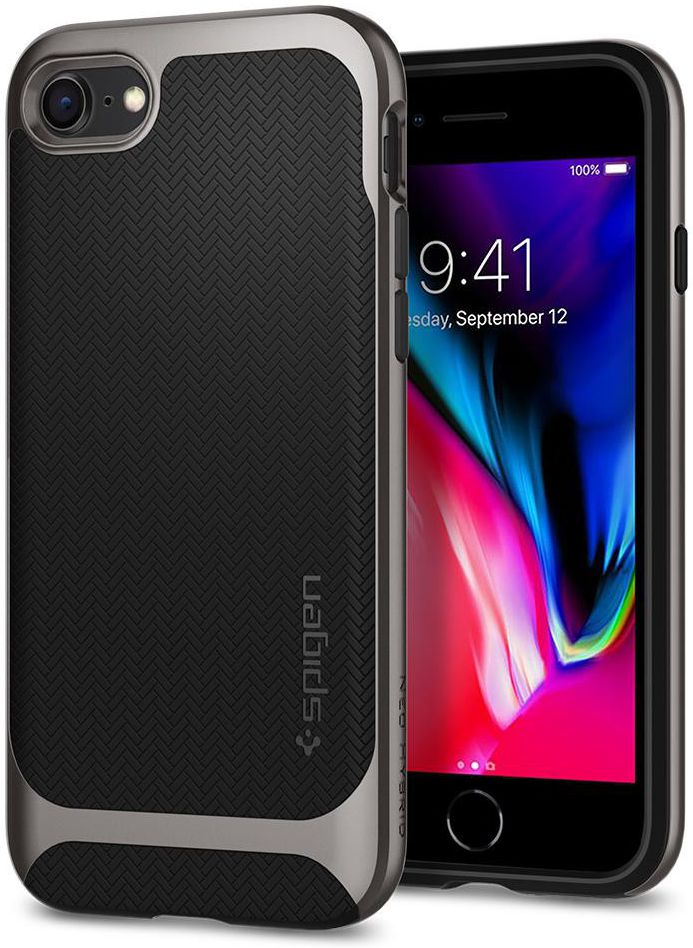 Spigen Neo Hybrid Herringbone iPhone 7 / 8 Hoesje Gunmetal afbeelding 1