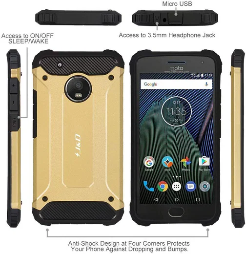 Motorola Moto G5S Plus Hybride Armor Hoesje Goud afbeelding 3