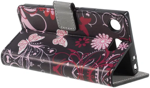 Sony Xperia XZ1 Compact Portemonnee Hoesje met Vlinder Printje afbeelding 5